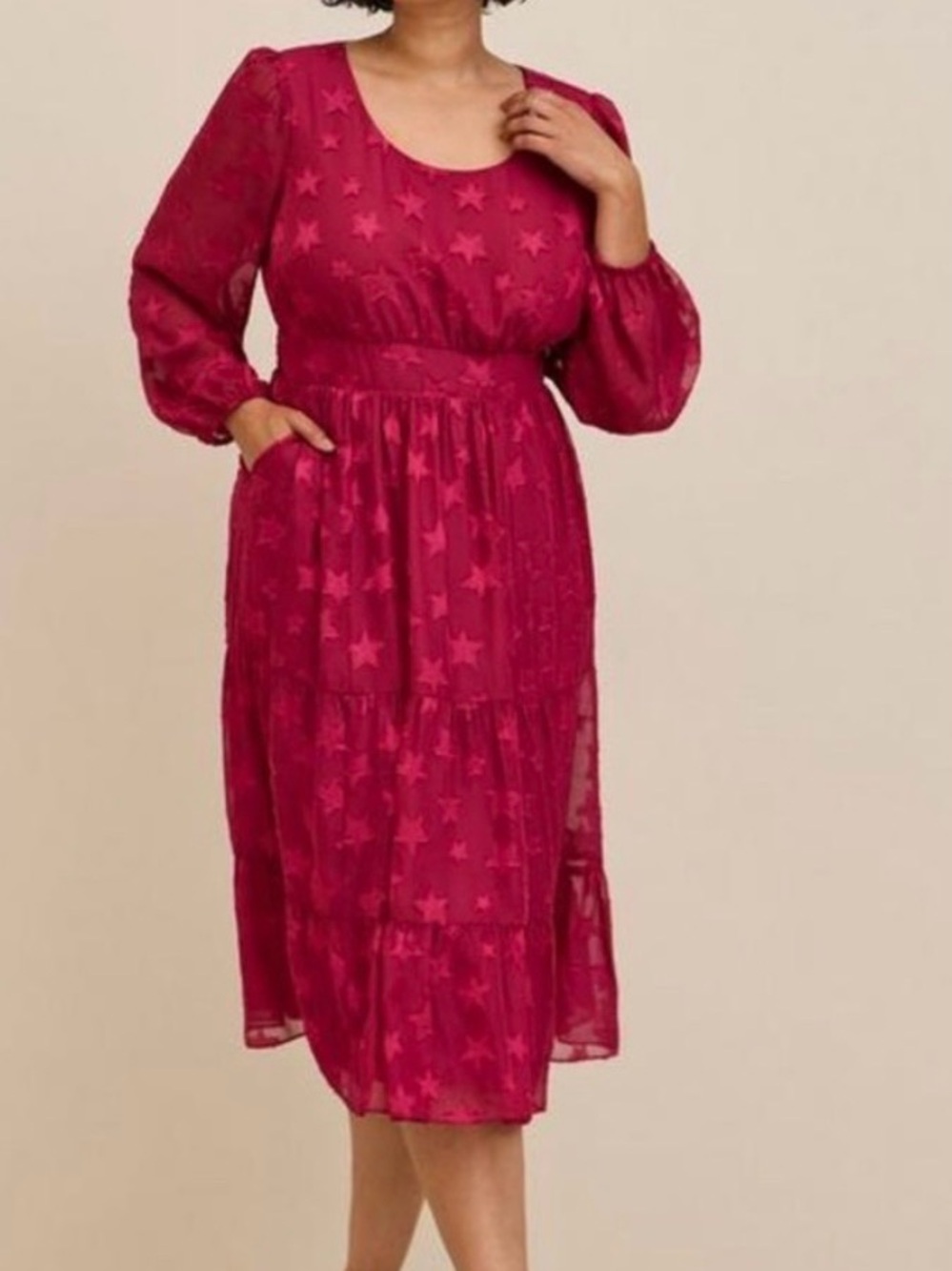torrid Red Star-Pattern Scoop-Neck Midi Dress 2x